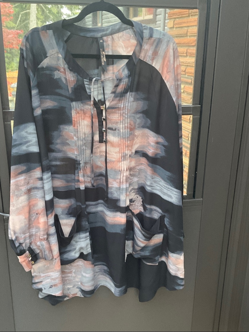 Melissa McCarthy Seamed Tunic in Black, Pink & Gray
